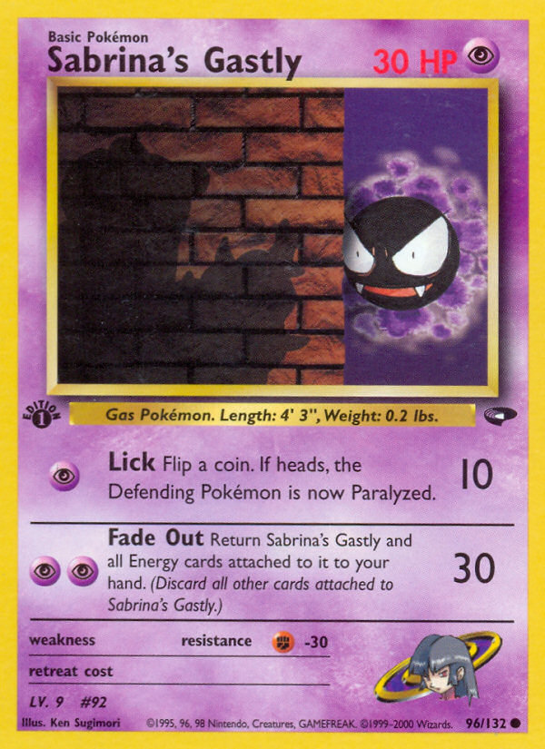 Sabrina's Gastly (96/132) [Gym Challenge 1st Edition] | Dumpster Cat Games