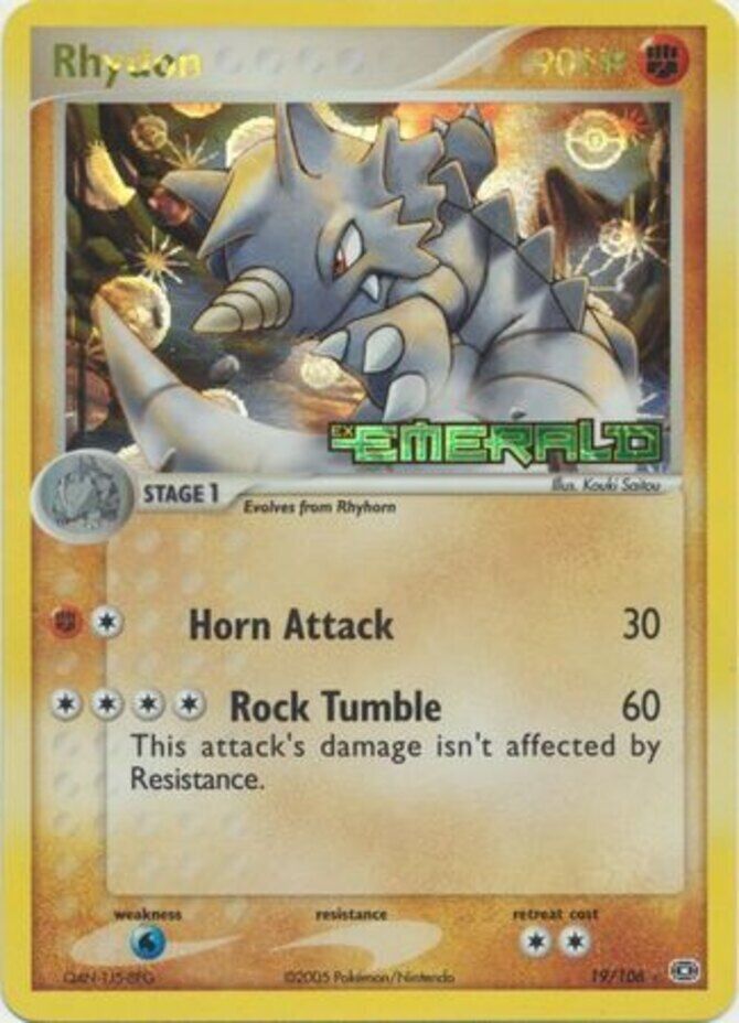 Rhydon (19/106) (Stamped) [EX: Emerald] | Dumpster Cat Games