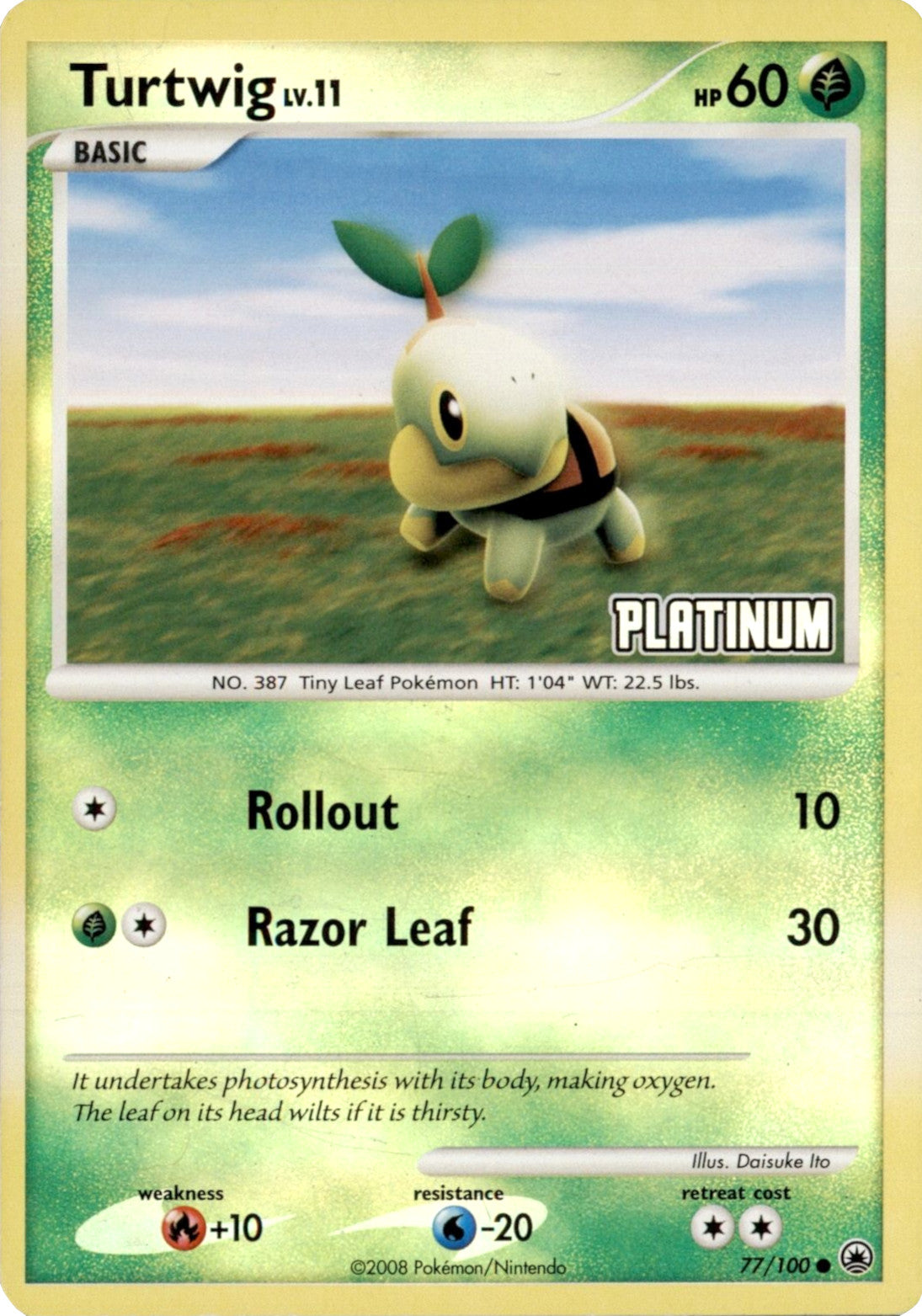 Turtwig LV.11 (77/100) (Platinum) [Burger King Promos: 2008 Collection] | Dumpster Cat Games