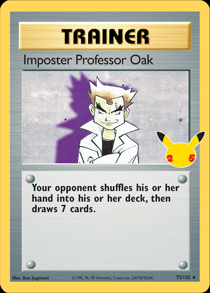 Imposter Professor Oak (73/102) [Celebrations: 25th Anniversary - Classic Collection] | Dumpster Cat Games