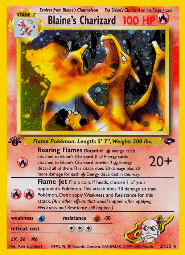 Blaine's Charizard (2/132) [Gym Challenge 1st Edition] | Dumpster Cat Games