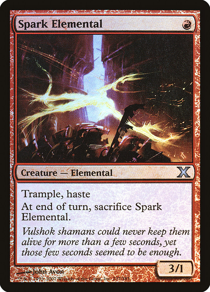 Spark Elemental (Premium Foil) [Tenth Edition] | Dumpster Cat Games