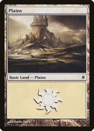 Plains (166) [New Phyrexia] | Dumpster Cat Games