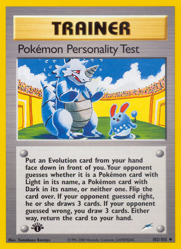 Pokemon Personality Test (102/105) [Neo Destiny 1st Edition] | Dumpster Cat Games