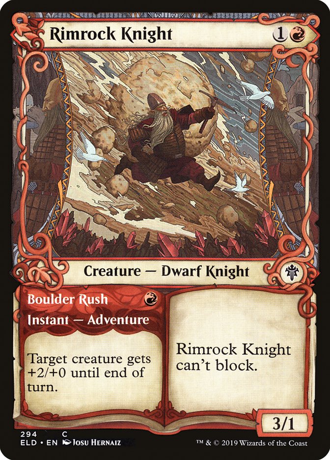 Rimrock Knight // Boulder Rush (Showcase) [Throne of Eldraine] | Dumpster Cat Games