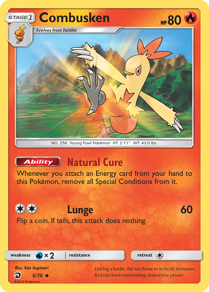 Combusken (5/70) [Sun & Moon: Dragon Majesty] | Dumpster Cat Games