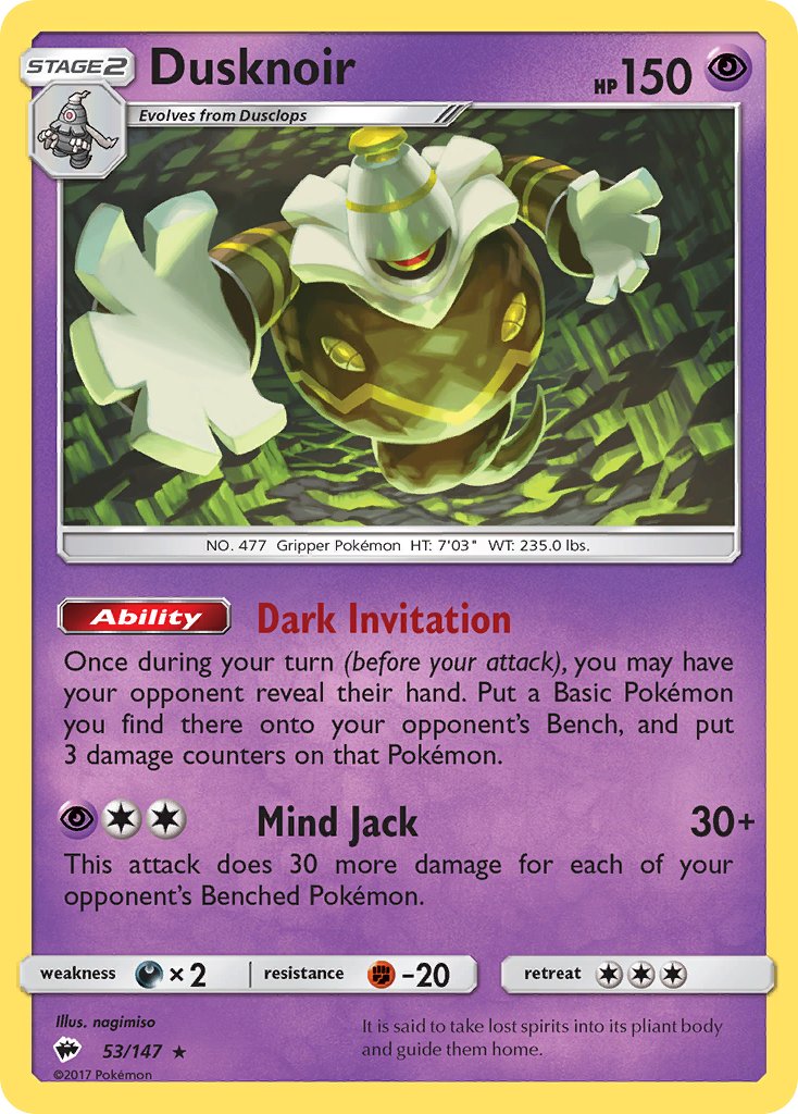 Dusknoir (53/147) (Theme Deck Exclusive) [Sun & Moon: Burning Shadows] | Dumpster Cat Games