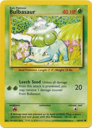 Bulbasaur (44/102) [Base Set Unlimited] | Dumpster Cat Games