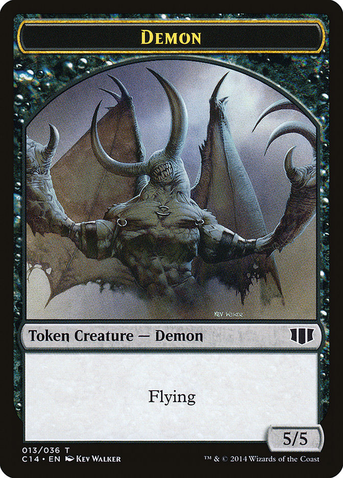 Demon (013/036) // Zombie (016/036) Double-sided Token [Commander 2014 Tokens] | Dumpster Cat Games