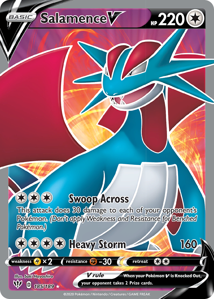 Salamence V (185/189) [Sword & Shield: Darkness Ablaze] | Dumpster Cat Games