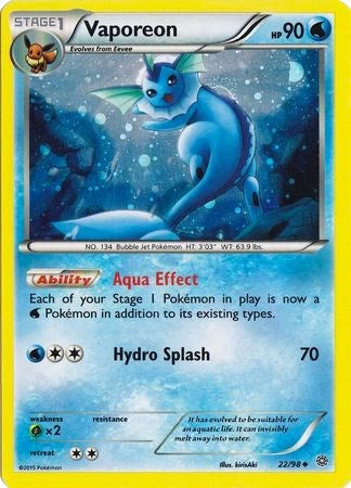 Vaporeon (22/98) (Cosmos Holo) [XY: Ancient Origins] | Dumpster Cat Games