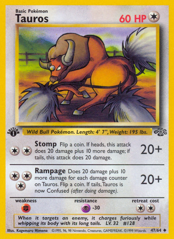 Tauros (47/64) [Jungle 1st Edition] | Dumpster Cat Games