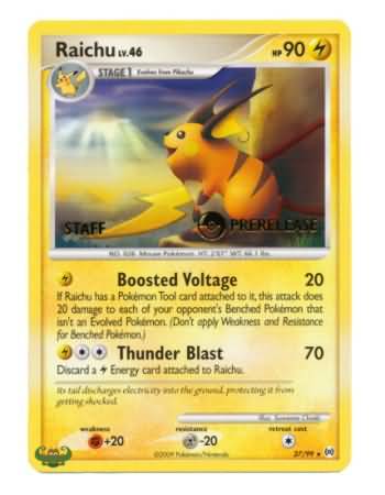 Raichu (27/99) (Staff Prerelease Promo) [Nintendo: Black Star Promos] | Dumpster Cat Games