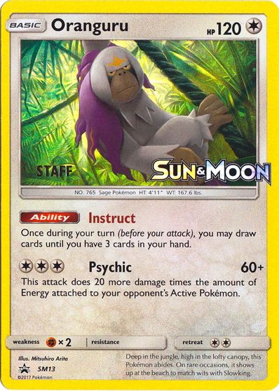 Oranguru (SM13) (Staff Prerelease Promo) [Sun & Moon: Black Star Promos] | Dumpster Cat Games