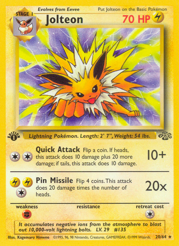 Jolteon (20/64) [Jungle 1st Edition] | Dumpster Cat Games