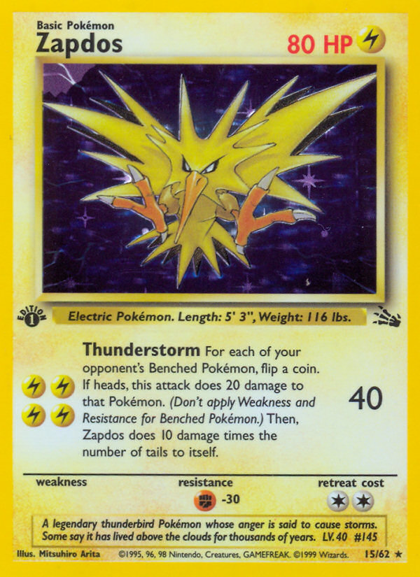 Zapdos (15/62) [Fossil 1st Edition] | Dumpster Cat Games