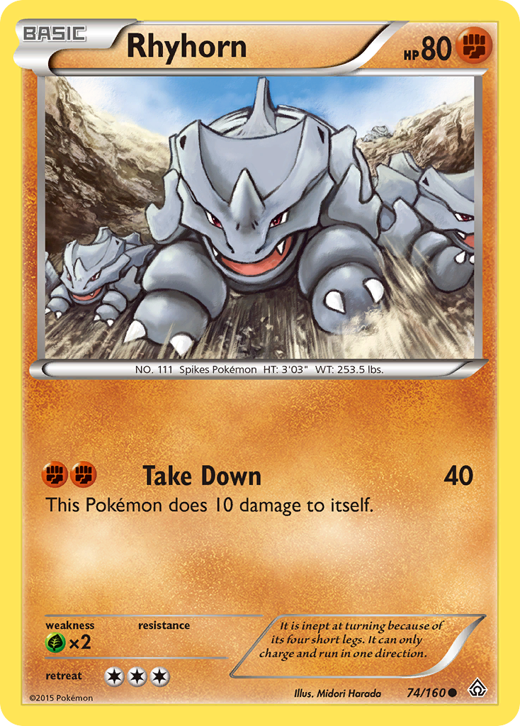 Rhyhorn (74/160) [XY: Primal Clash] | Dumpster Cat Games