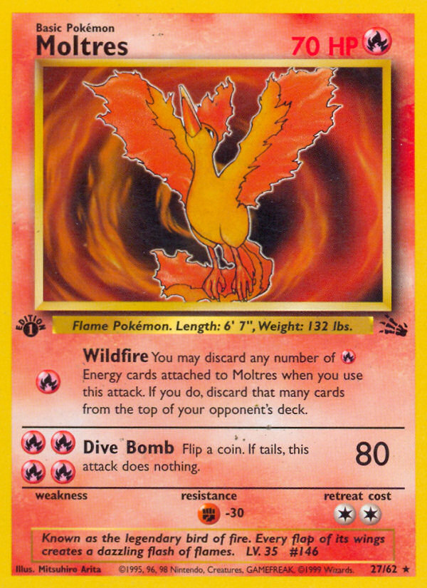 Moltres (27/62) [Fossil 1st Edition] | Dumpster Cat Games