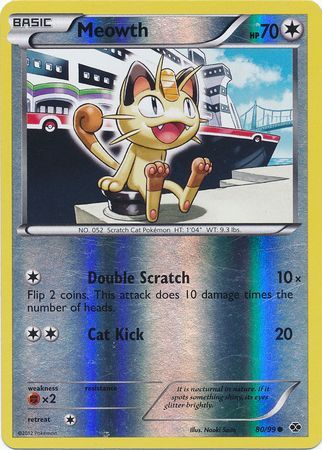 Meowth (80/99) (Mirror Reverse Holo) [Black & White: Next Destinies] | Dumpster Cat Games