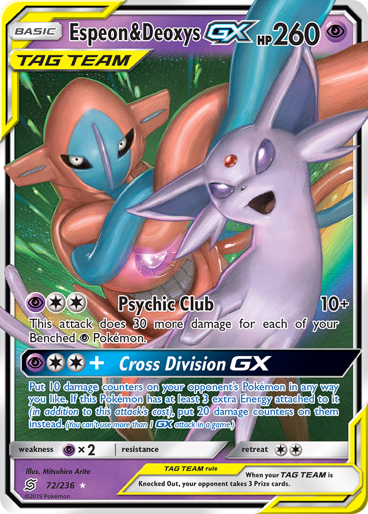 Espeon & Deoxys GX (72/236) [Sun & Moon: Unified Minds] | Dumpster Cat Games