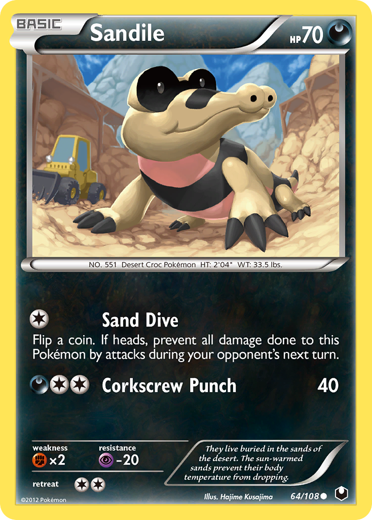 Sandile (64/108) [Black & White: Dark Explorers] | Dumpster Cat Games