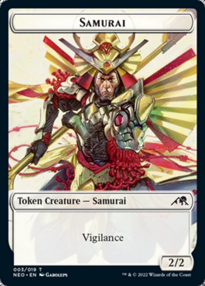 Samurai // Tezzeret, Betrayer of Flesh Emblem Double-sided Token [Kamigawa: Neon Dynasty Tokens] | Dumpster Cat Games