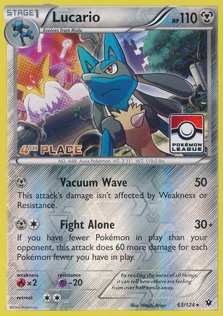 Lucario (63/124) (League Promo 4th Place) [XY: Fates Collide] | Dumpster Cat Games