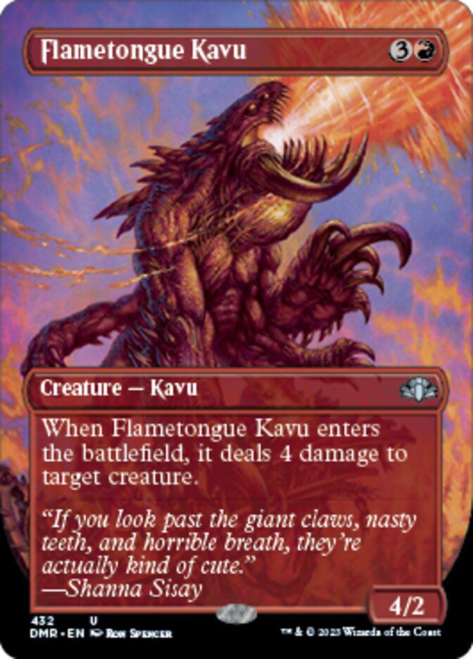 Flametongue Kavu (Borderless Alternate Art) [Dominaria Remastered] | Dumpster Cat Games