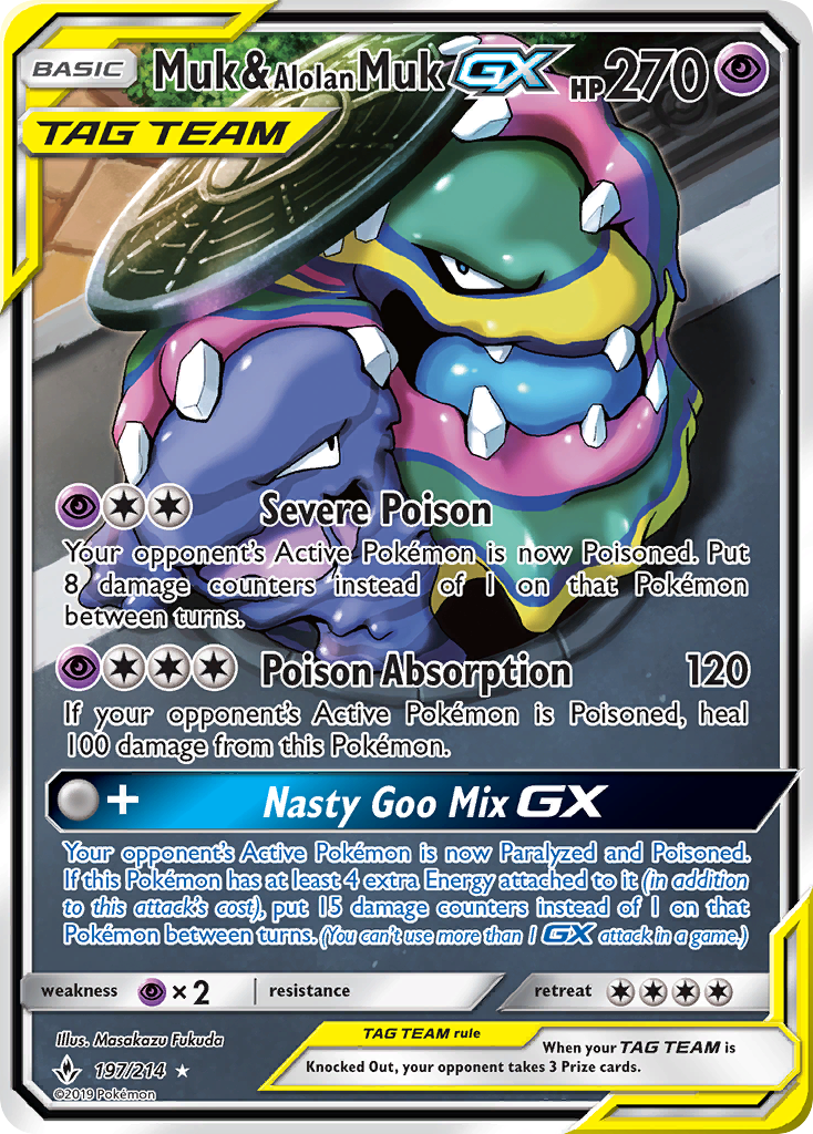 Muk & Alolan Muk GX (197/214) [Sun & Moon: Unbroken Bonds] | Dumpster Cat Games