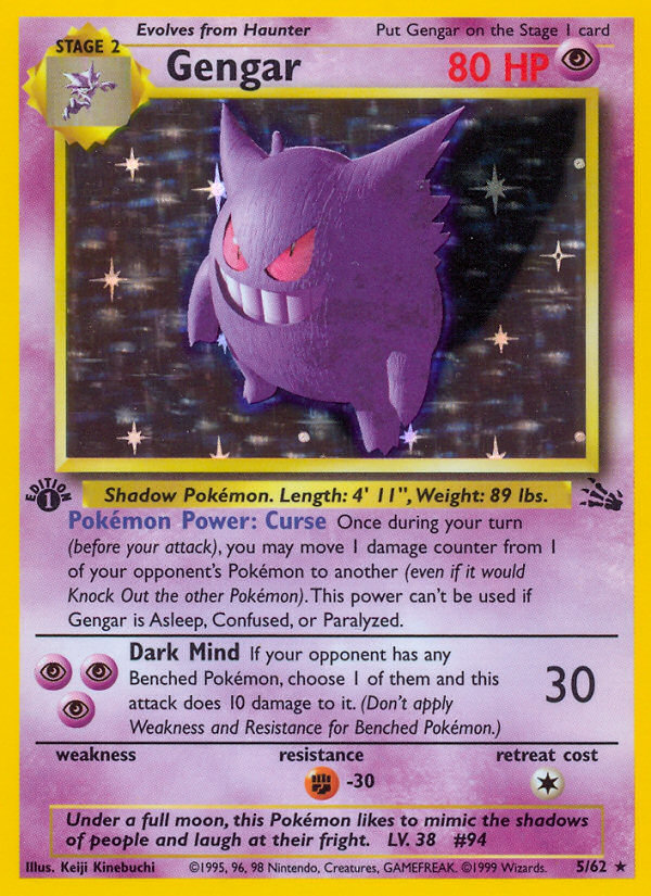 Gengar (5/62) [Fossil 1st Edition] | Dumpster Cat Games