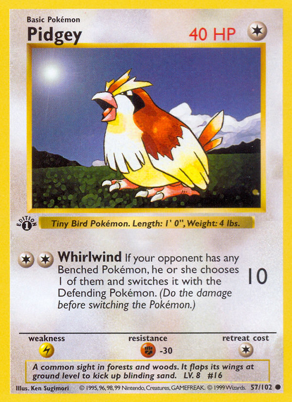 Pidgey (57/102) (Shadowless) [Base Set 1st Edition] | Dumpster Cat Games