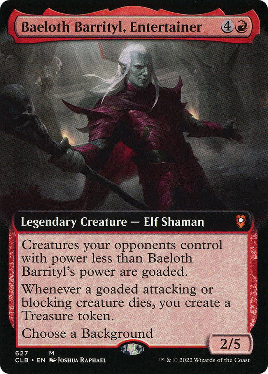 Baeloth Barrityl, Entertainer (Extended Art) [Commander Legends: Battle for Baldur's Gate] | Dumpster Cat Games