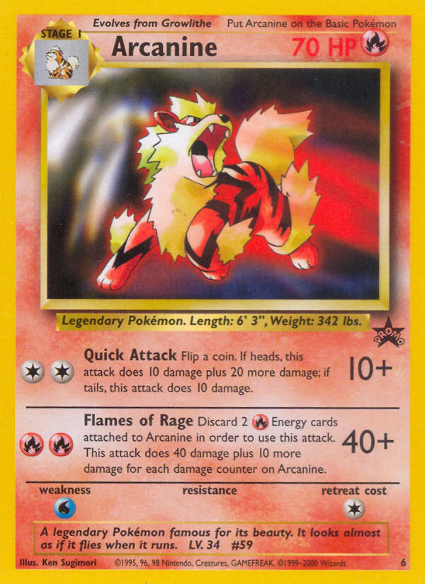 Arcanine (6) [Wizards of the Coast: Black Star Promos] | Dumpster Cat Games