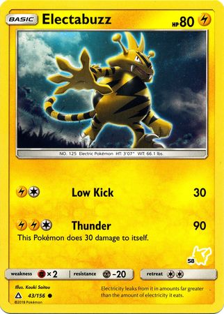 Electabuzz (43/156) (Pikachu Stamp #58) [Battle Academy 2020] | Dumpster Cat Games