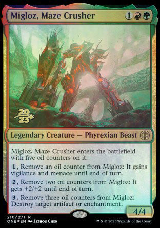 Migloz, Maze Crusher [Phyrexia: All Will Be One Prerelease Promos] | Dumpster Cat Games