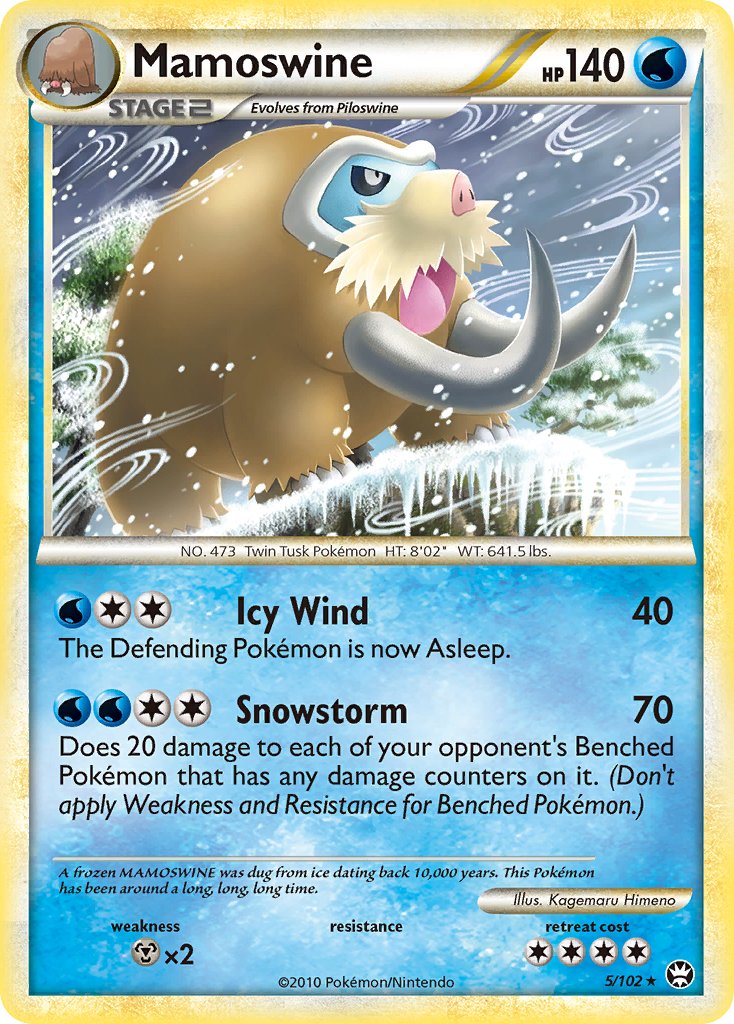 Mamoswine (5/102) (Cracked Ice Holo) (Theme Deck Exclusive) [HeartGold & SoulSilver: Triumphant] | Dumpster Cat Games