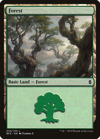 Forest (274) [Battle for Zendikar] | Dumpster Cat Games