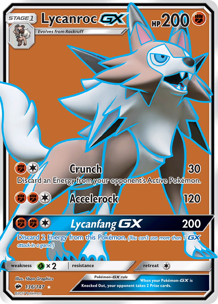 Lycanroc GX (136/147) [Sun & Moon: Burning Shadows] | Dumpster Cat Games