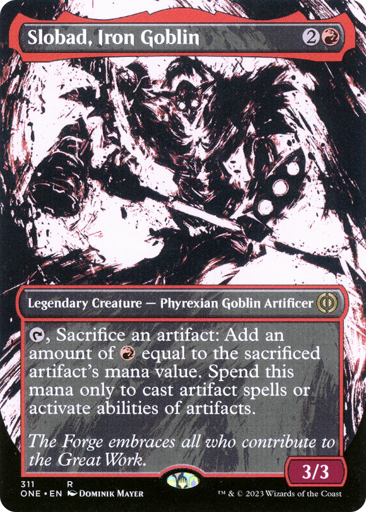 Slobad, Iron Goblin (Borderless Ichor) [Phyrexia: All Will Be One] | Dumpster Cat Games