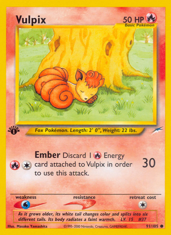 Vulpix (91/105) [Neo Destiny 1st Edition] | Dumpster Cat Games