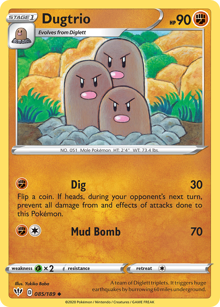 Dugtrio (085/189) [Sword & Shield: Darkness Ablaze] | Dumpster Cat Games