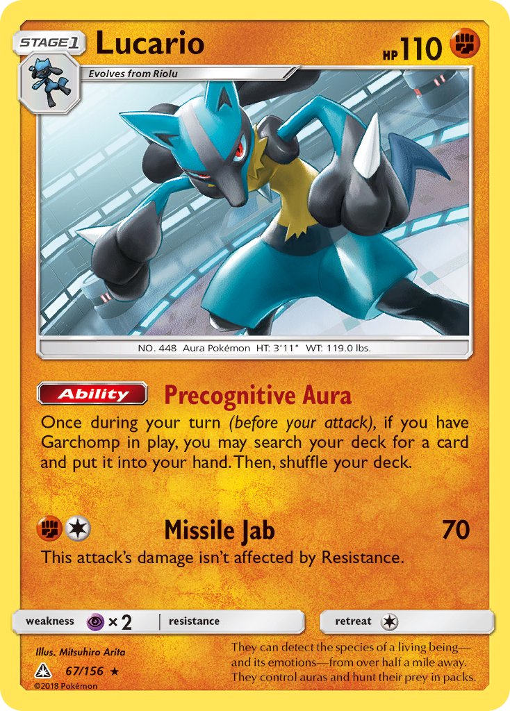 Lucario (67/156) (Theme Deck Exclusive) [Sun & Moon: Ultra Prism] | Dumpster Cat Games