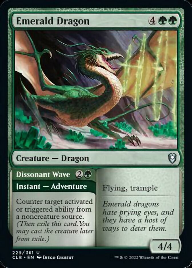 Emerald Dragon // Dissonant Wave [Commander Legends: Battle for Baldur's Gate] | Dumpster Cat Games