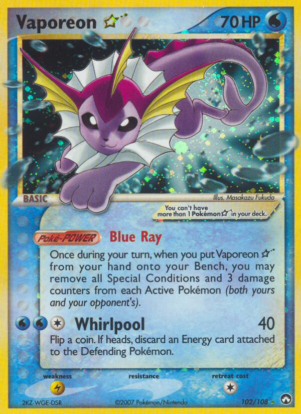 Vaporeon Star (102/108) [EX: Power Keepers] | Dumpster Cat Games