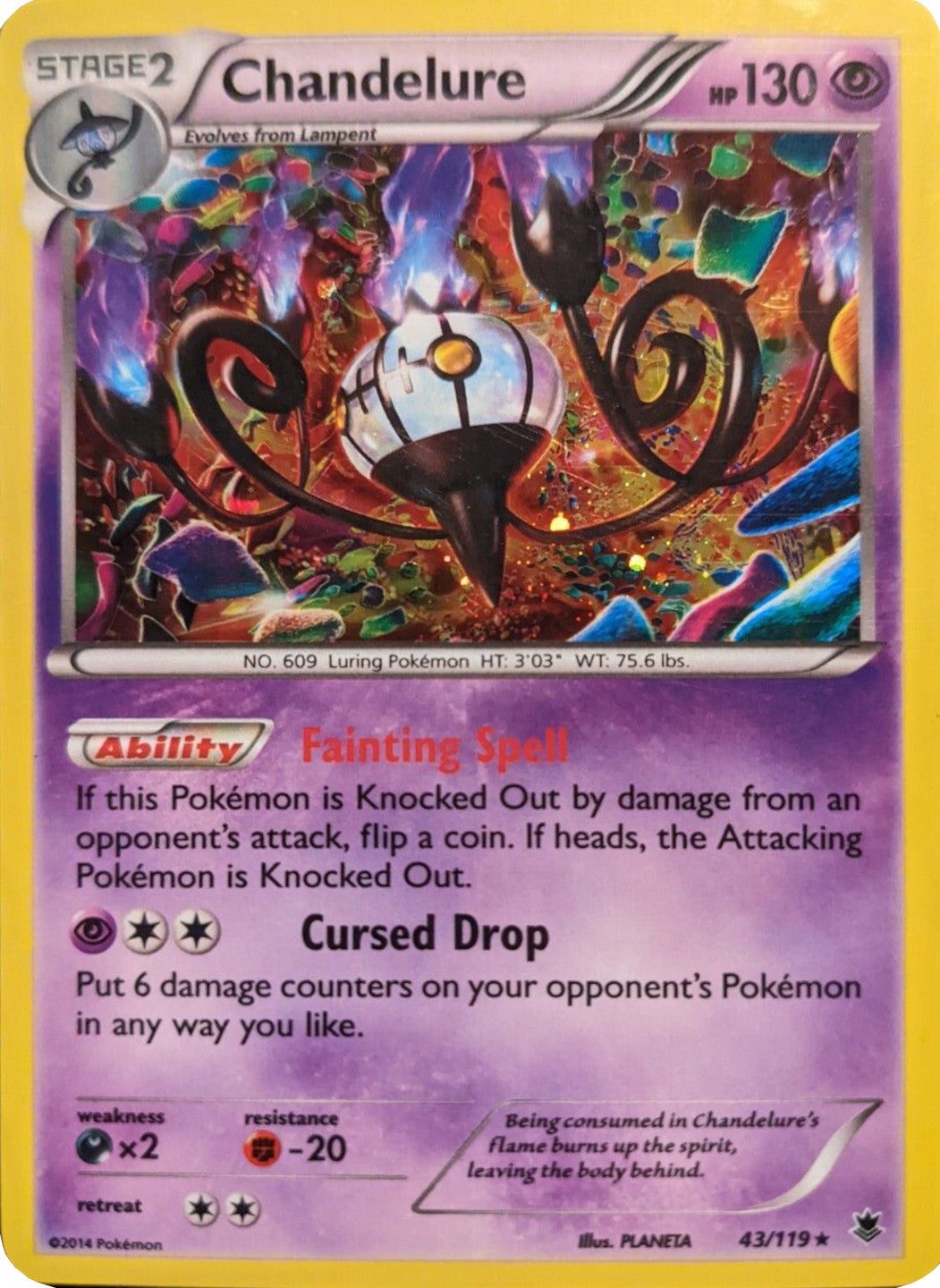 Chandelure (43/119) (Cosmos Holo) [XY: Phantom Forces] | Dumpster Cat Games