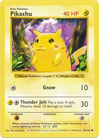 Pikachu (58/102) (Red Cheeks Misprint) [Base Set Shadowless Unlimited] | Dumpster Cat Games