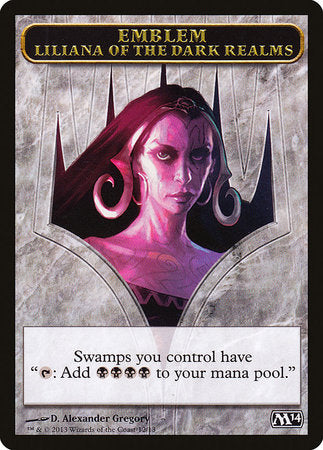 Emblem - Liliana of the Dark Realms [Magic 2014 Tokens] | Dumpster Cat Games