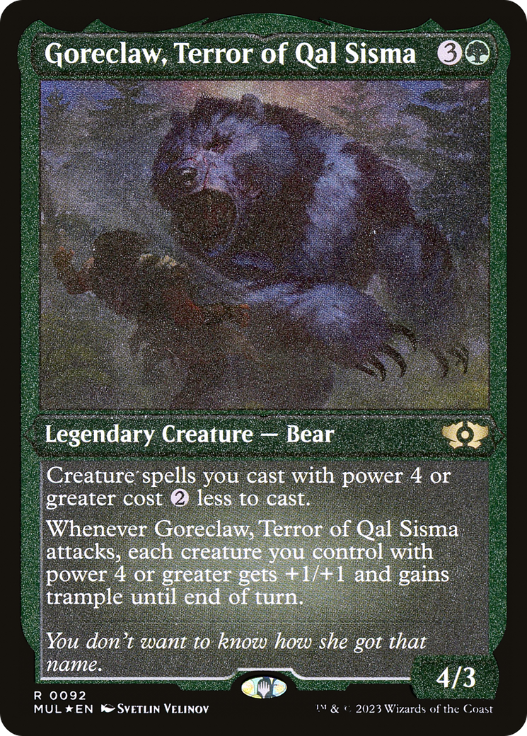 Goreclaw, Terror of Qal Sisma (Foil Etched) [Multiverse Legends] | Dumpster Cat Games