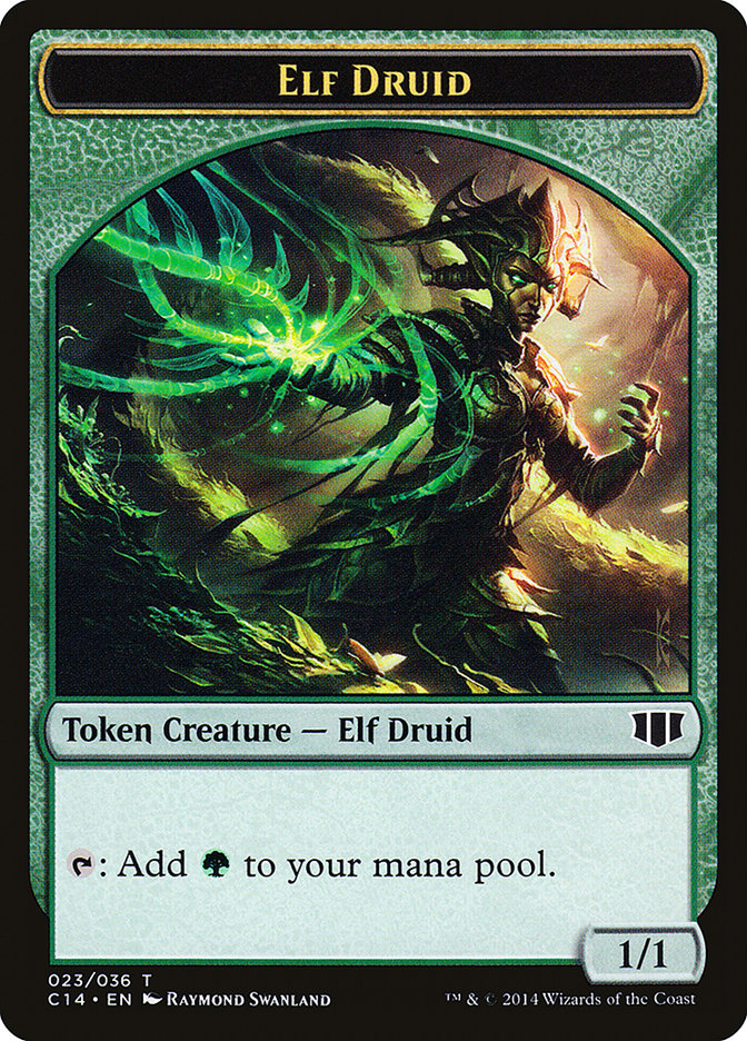 Elf Druid // Beast (020/036) Double-sided Token [Commander 2014 Tokens] | Dumpster Cat Games