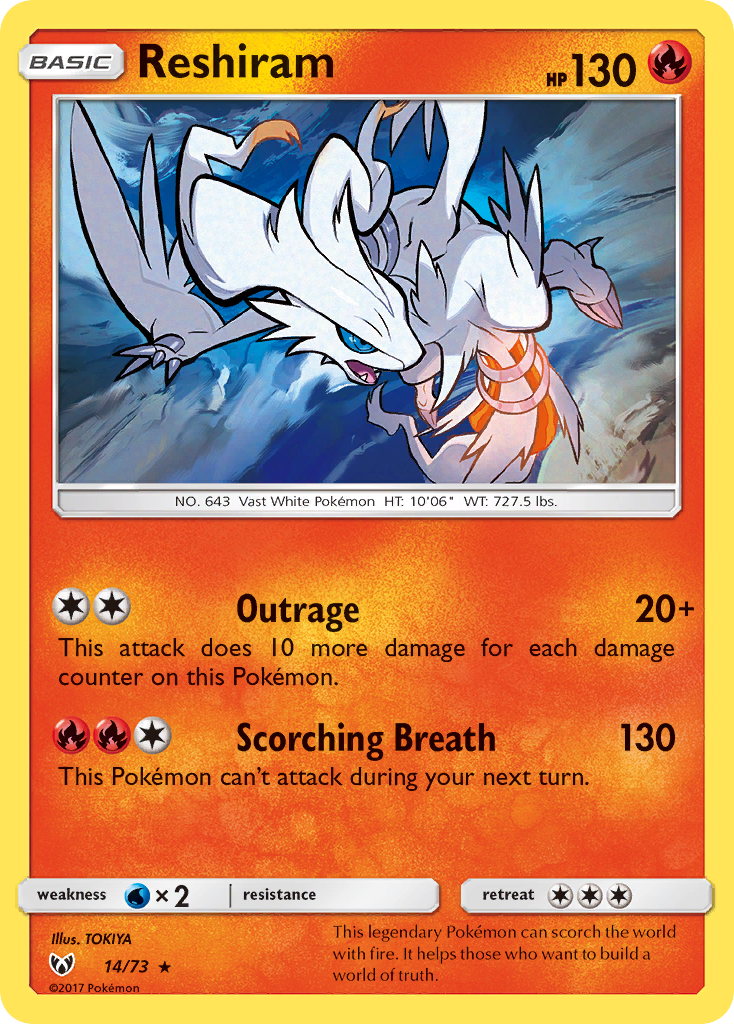 Reshiram (14/73) [Sun & Moon: Shining Legends] | Dumpster Cat Games